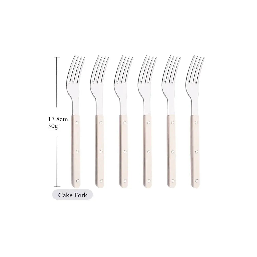 6/30Pcs Beige Silver Acrylic Handle Dinnerware Knife Fork Spoon Set Stainless Steels Cutlery Set Western Home Kitchen Flatware from PriceLows™