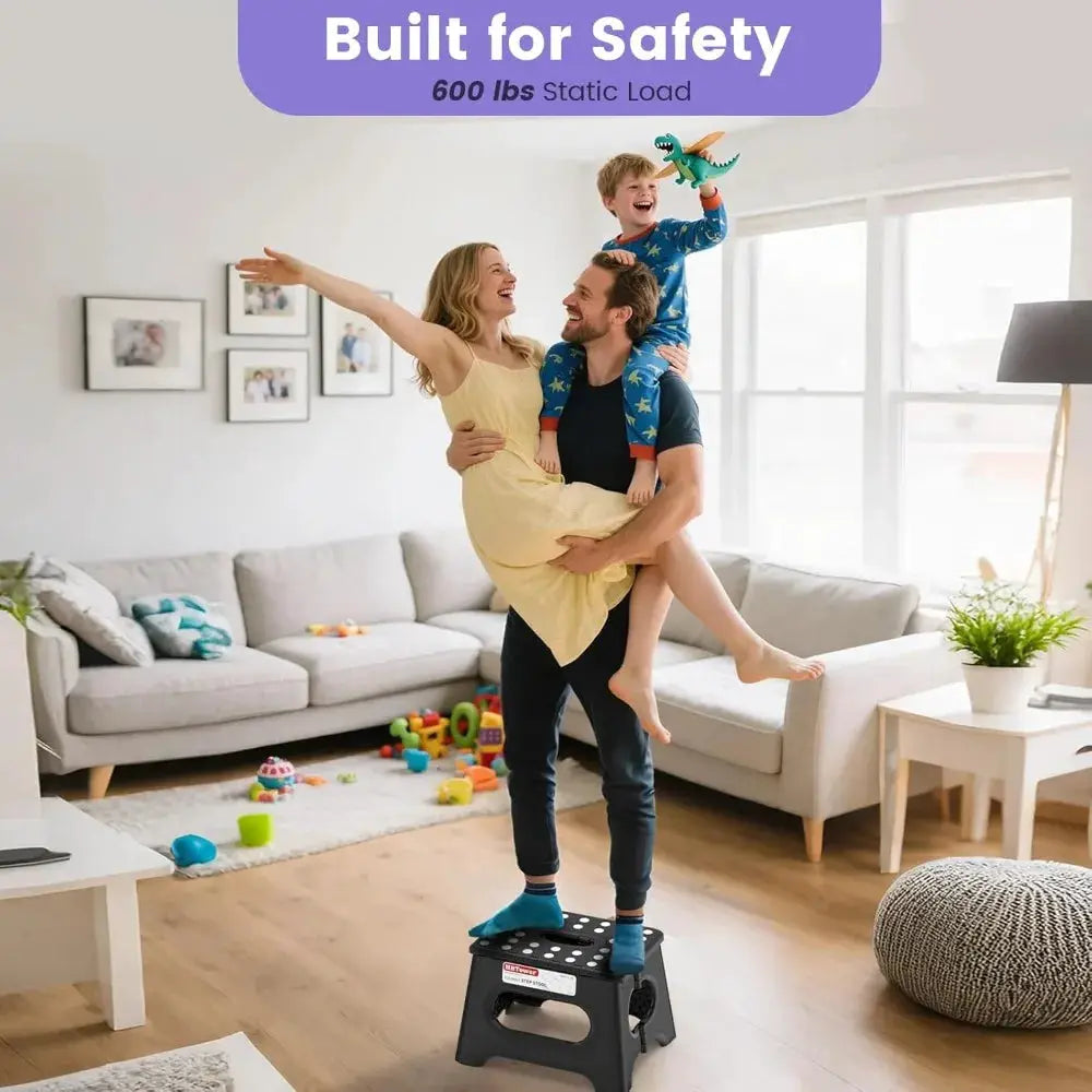 Folding Step Stool 9 Inch - Holds 600 lb, Non-Slip Surface & Carry Handle - Sturdy Step Stool for Kids, Toddlers & Adults - Compact Foldable Foot Stool for Kitchen, Bathroom, Bedroom, Outdoor from PriceLows™