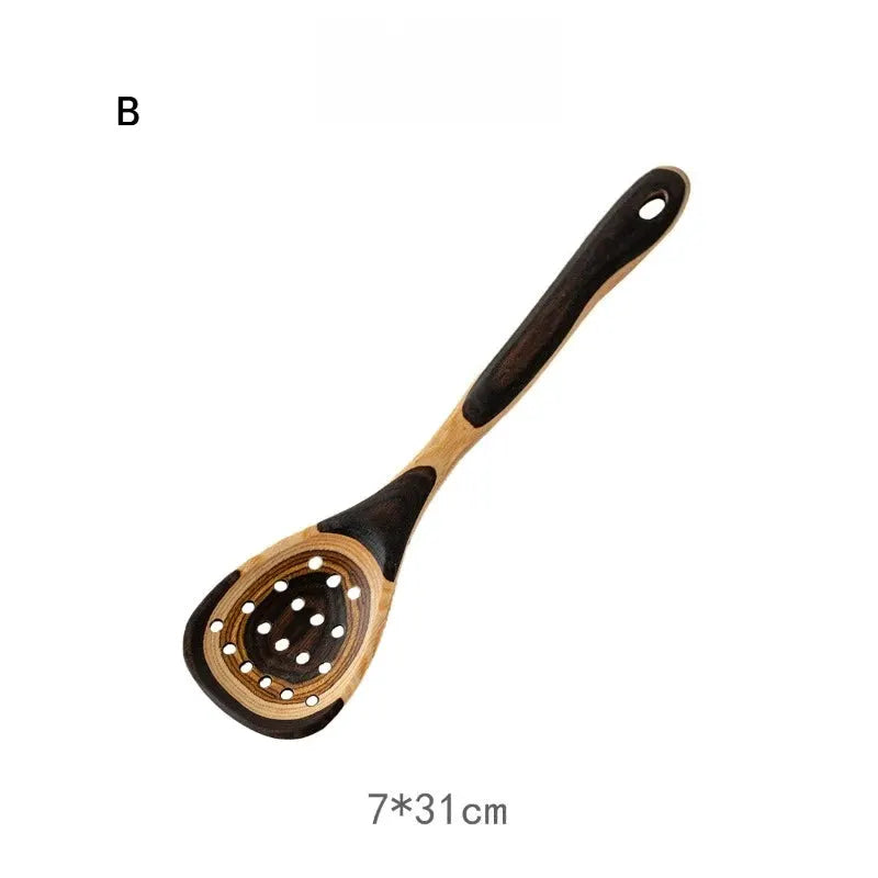 Wooden Kitchen Utensils Set | Heat Resistant | Gradient Color | 6 Piece