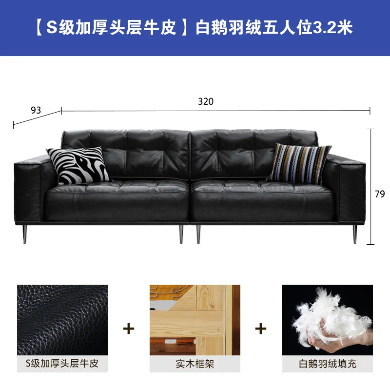 Leather Sofa | Oil Wax Finish | Top Grain Cowhide | Small Living Room