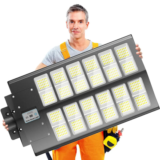 6000-watt waterproof solar street lights. Automatically turn on at dusk and are equipped with motion sensors. Suitable for comme from PriceLows™