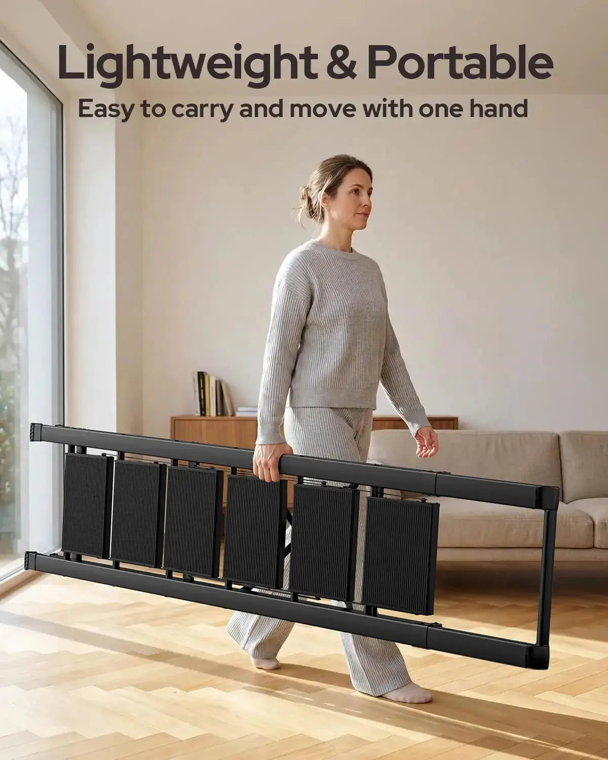 6 Step Ladder for 12 Ft Ceilings, Lightweight Aluminum Folding Stool with Handgrip, Anti-Slip Wide Pedal, Space Saving - Black from PriceLows™