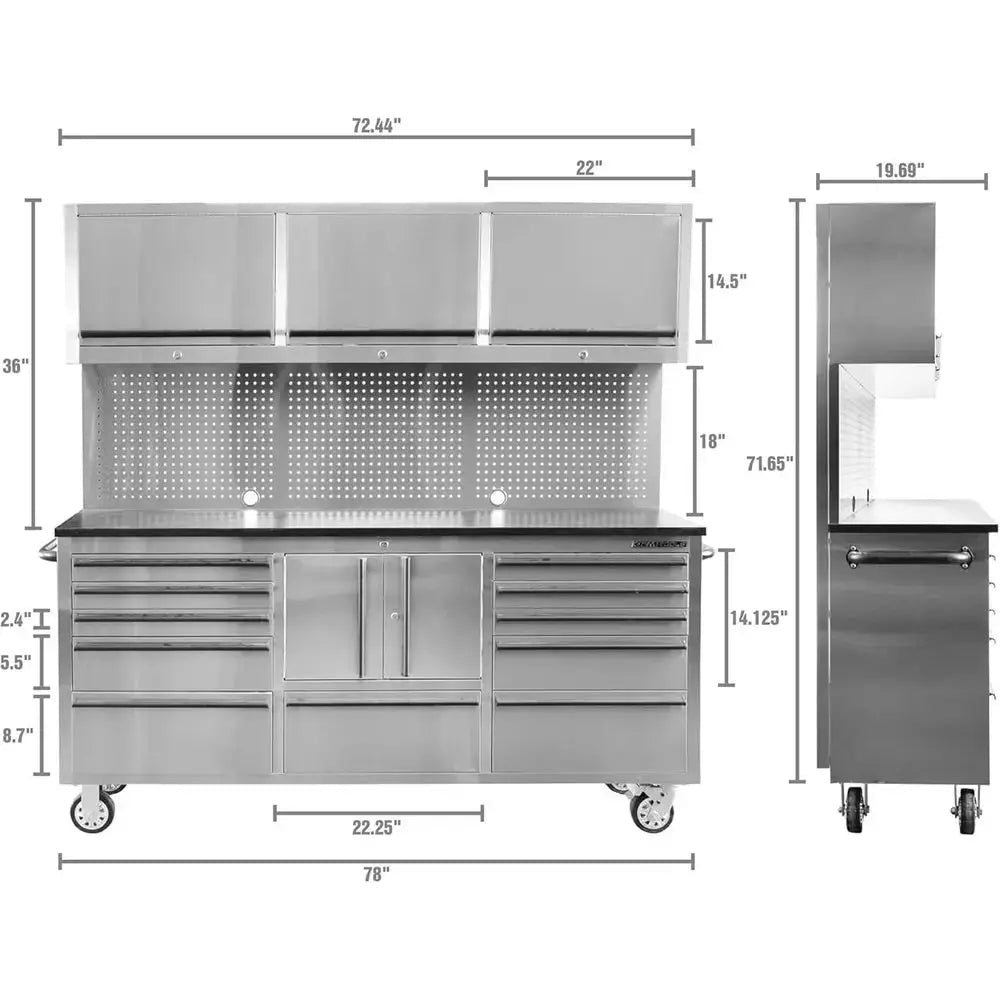 72 11-Drawer Garage Storage System, Rolling Tool Chest with Mobile Workstation, Ideal for Men and Dads from PriceLows™