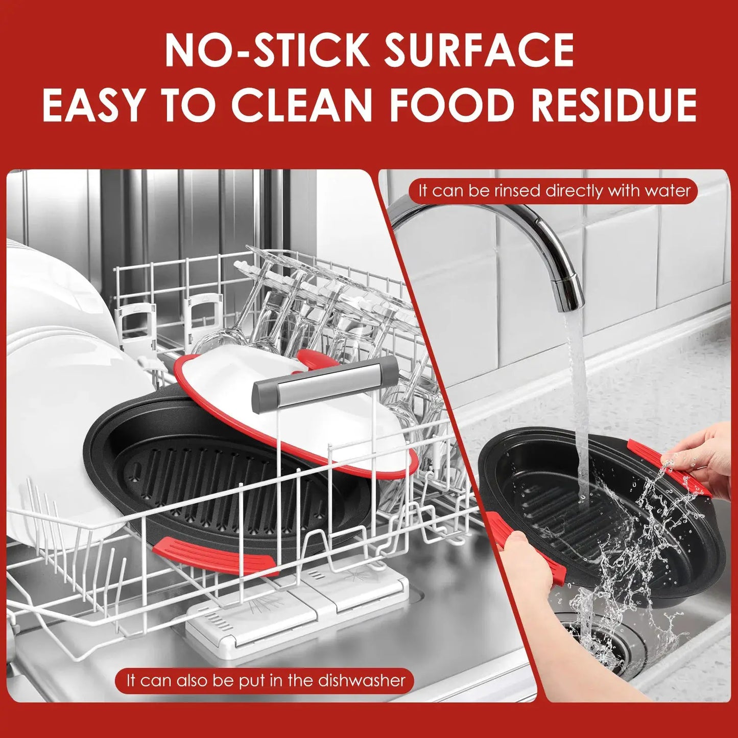 Microwave Grill Pan | Nonstick Aluminum | With Cover