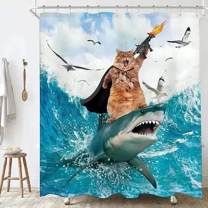 Funny Shower Curtains Bathroom Curtain With Hooks Decor Waterproof Cute Cat Dinosaur Bath Polyester Fabric 3D Cortinas De Ducha from PriceLows™