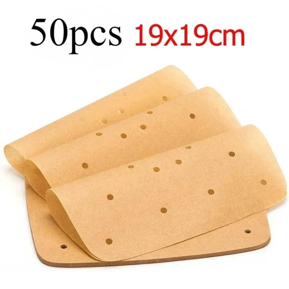 Air Fryer Parchment Paper | Perforated | Disposable Liner | 50/100 Pcs
