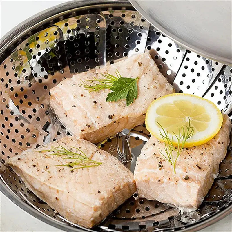 Steamer Basket | Stainless Steel | Expandable To Fit Pots | Fits Pot Sizes