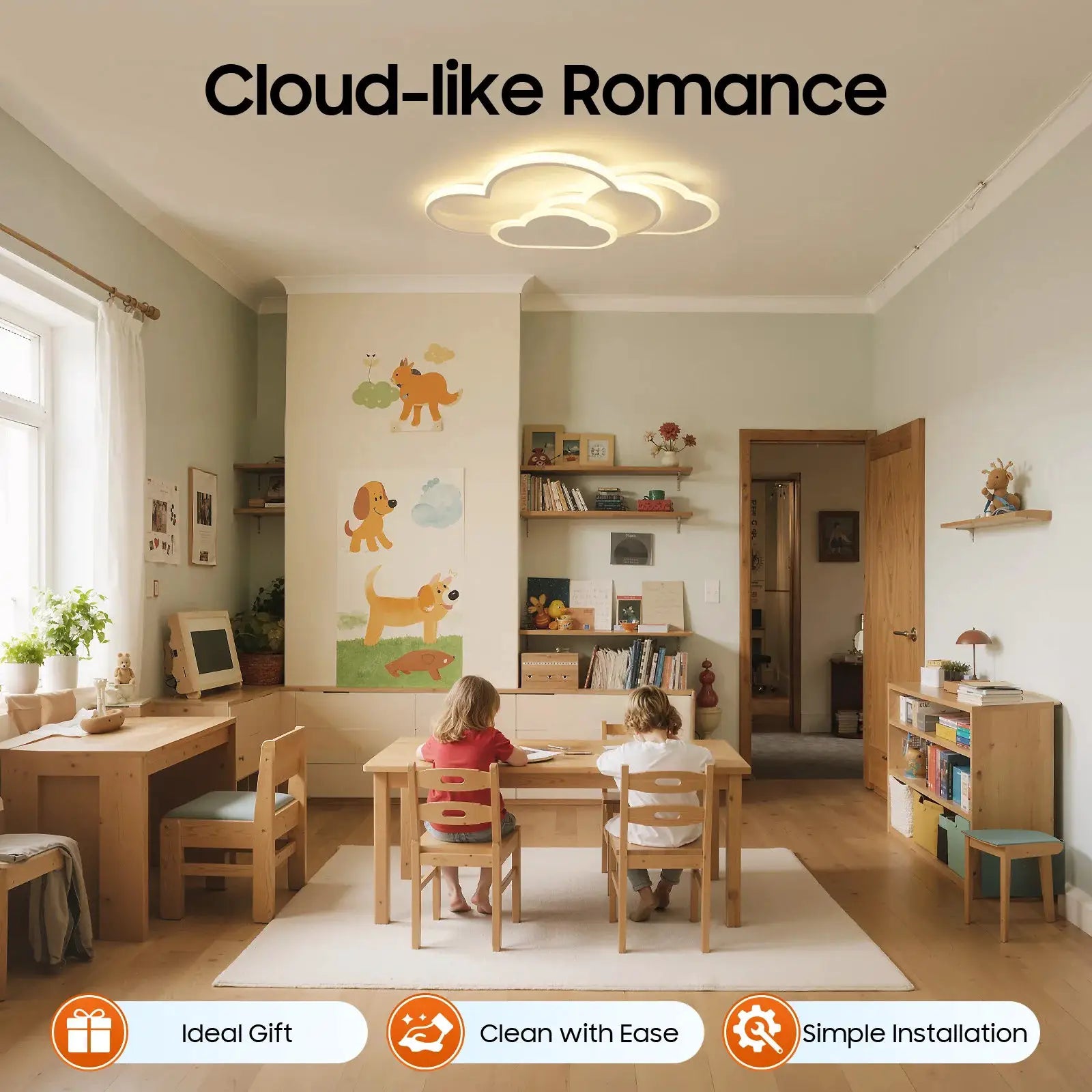 Cloud Shape LED Ceiling Light Fixture Modern 3-Color Lighting Acrylic Ceiling Lamp for Living Room Bedroom Kid's Room 52x31cm from PriceLows™