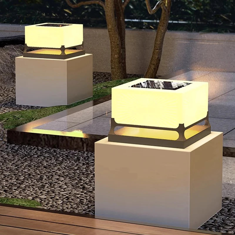 Modern Solar Outdoor Waterproof Decorations Door Post Atmosphere Light Yard Patio Pathway Courtyard Square Wall Pillar Light from PriceLows™