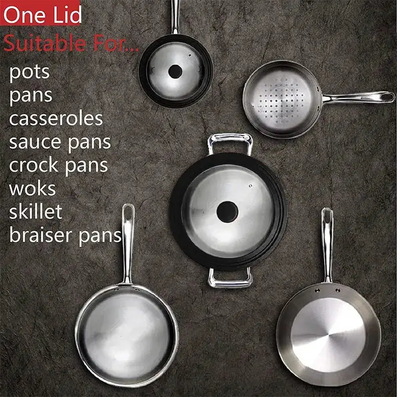 Universal Lid | Tempered Glass | Silicone Rim | Multiple Sizes