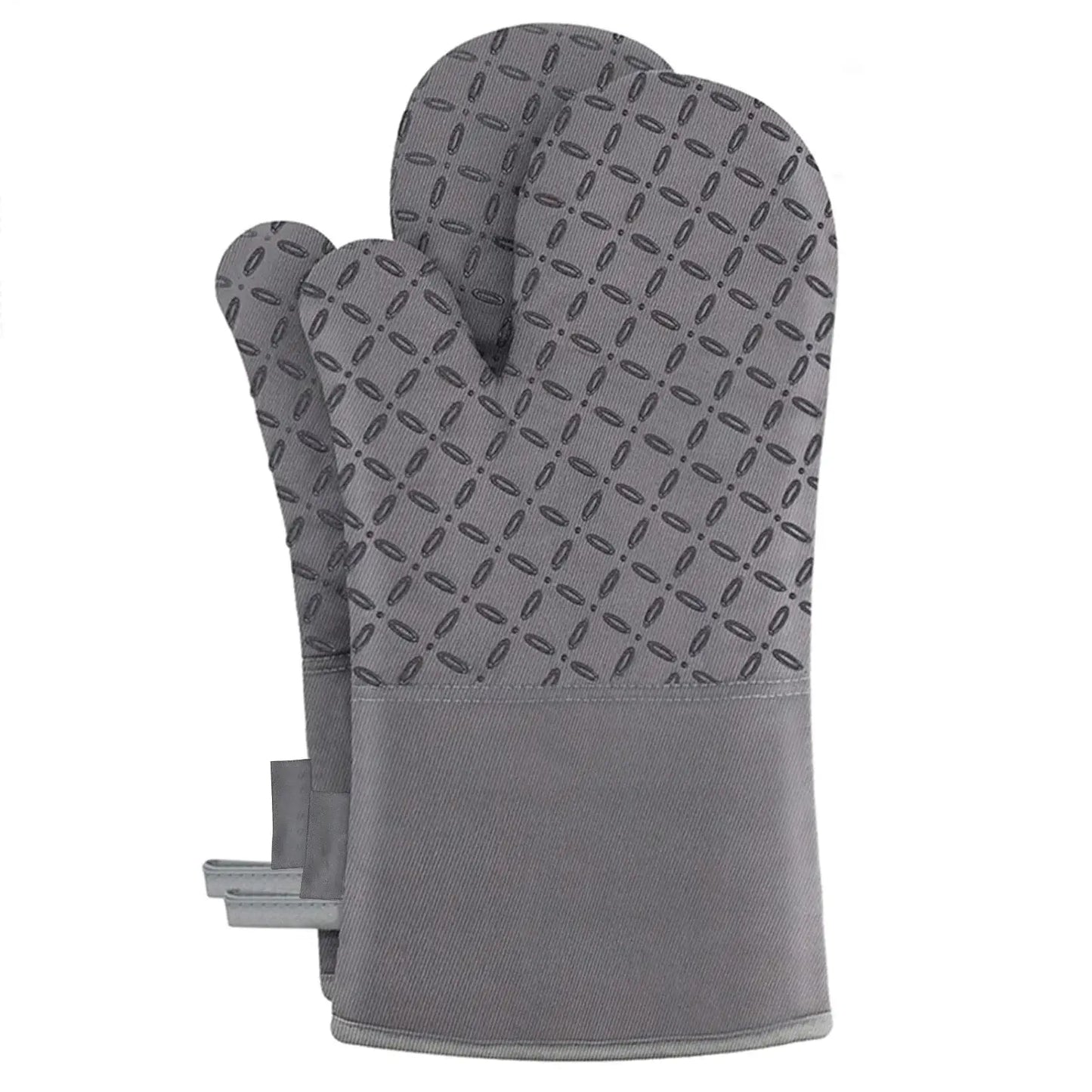 Oven Mitts | High Heat 500F | Non Slip Silicone | 7x13in Gray (2 Pcs)