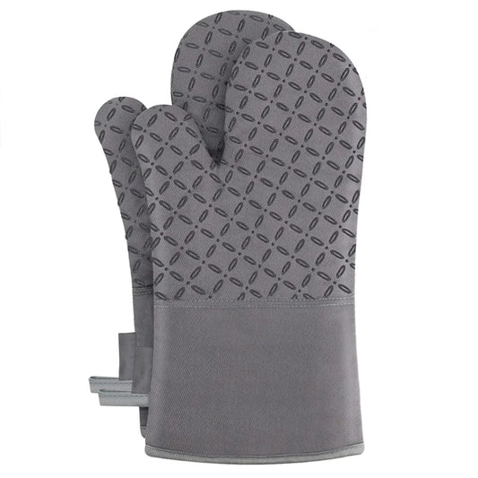 Oven Mitts | High Heat 500F | Non Slip Silicone | 7x13in Gray (2 Pcs)