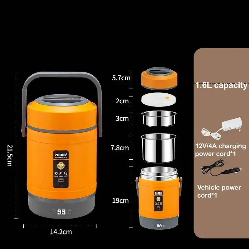 12V/1.6L Car Electric Lunch Box Multifunction Rice Cooker Portable 304 Stainless Steel Double Layer Linner Keep Warm Bento Box from PriceLows™