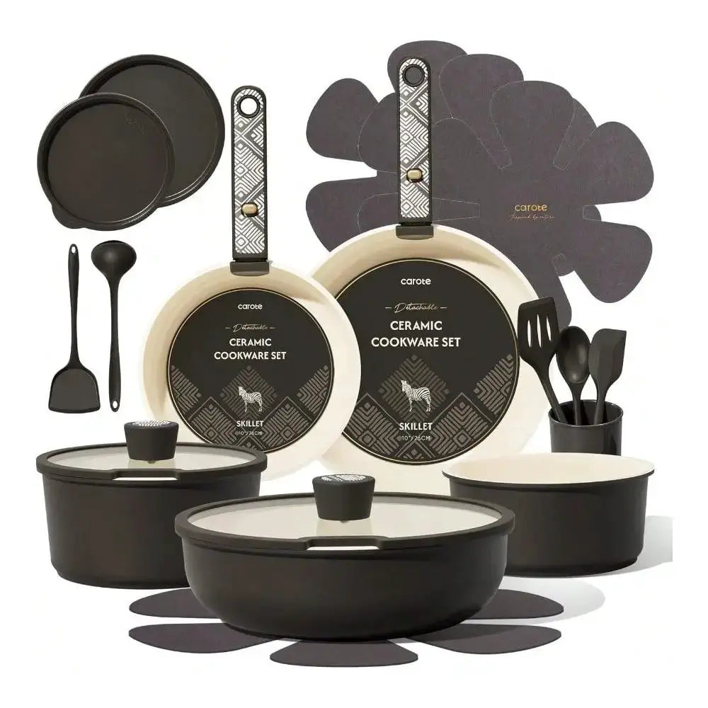 Pots And Pans Set, 21Piece Ceramic Cookware Set, Nonstick Pots And Pans Set With Detachable Handle, Kitchen Cooking Set, Induct from PriceLows™