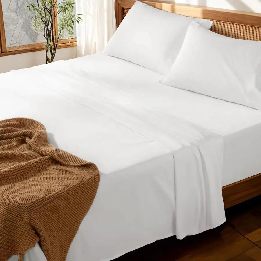 100 Cotton Sheets Set Deep Pocket Up to 1824, 1000 Thread Count Queen Size 4 Pcs Bed Sheet Sets Soft Comfortable Bedding All Sea from PriceLows™