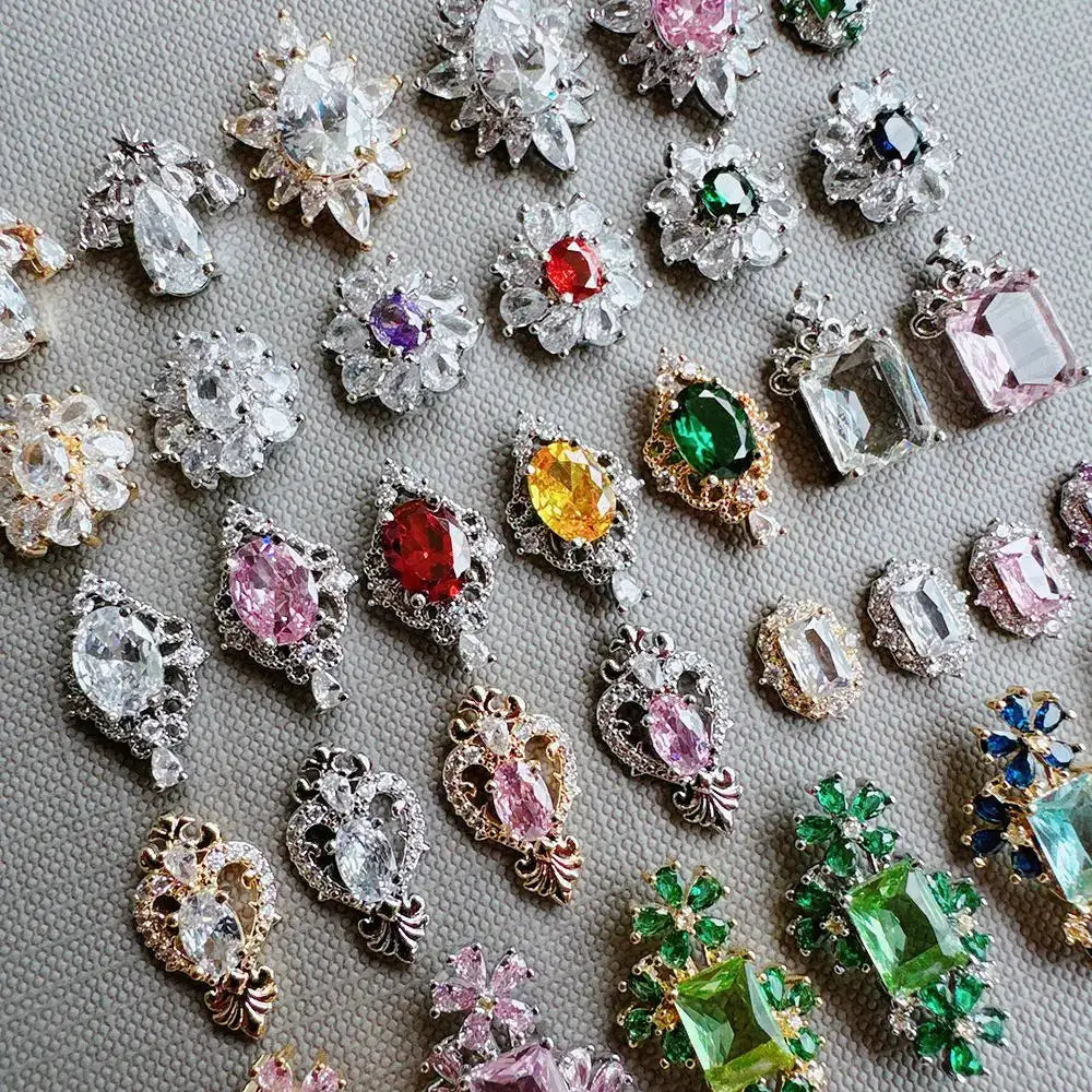 10pcs Luxury Flower Laurel Wreath Zircon Metal Nails Jewelry Decorations DIY Wearing Nail Art Accessories Charms Parts Supplies from PriceLows™