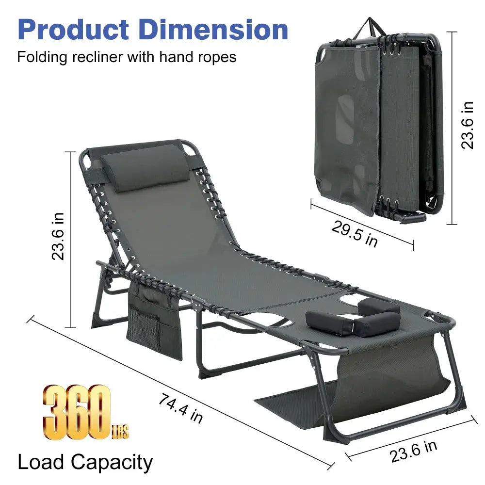 Face Down Chaise Lounge Chair 5-Position Adjustable Foldable Tanning Chair with Face & Arm Holes for Pool Beach Patio Lawn 2Pcs from PriceLows™