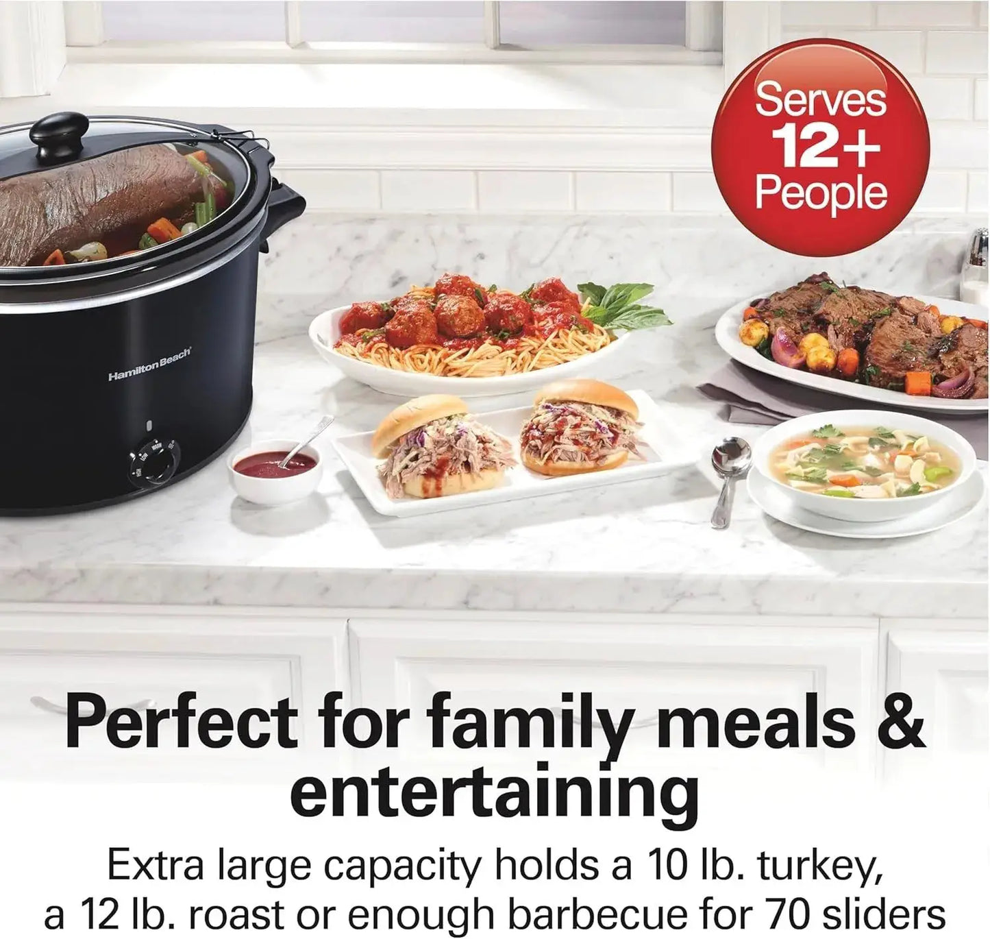 Slow Cooker Pot | 10 Qt | Stoneware | Portable with Lid
