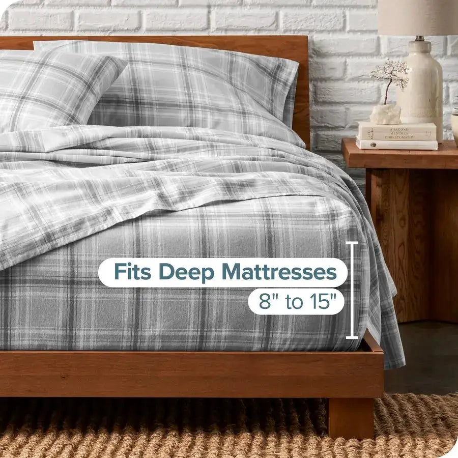 Flannel Sheet Set Prints, 100 Cotton, Velvety Soft Heavyweight Double Brushed Flannel for Extra Softness amp Comfort Deep Pocket from PriceLows™