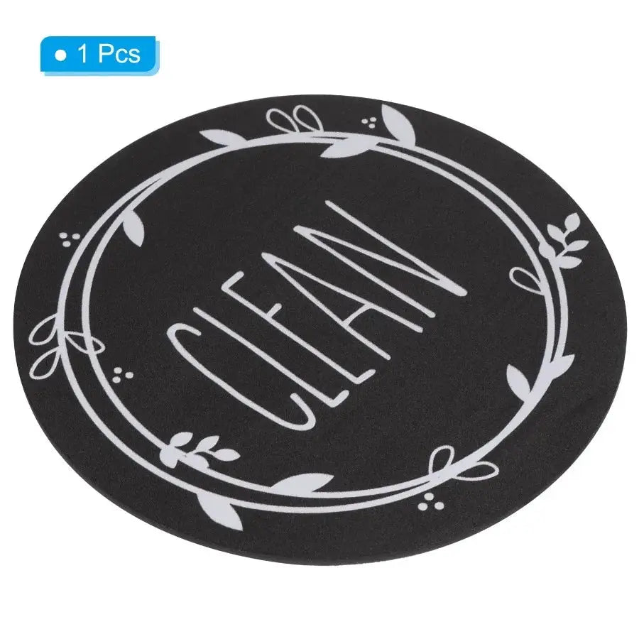 Dishwasher Magnet | Round Sign | Black | Standard Size
