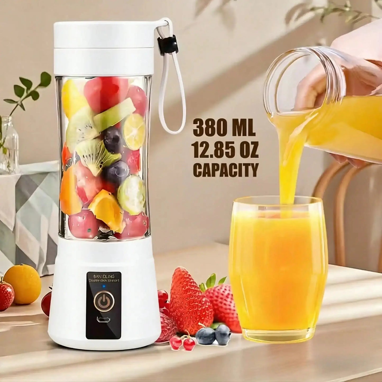 12 Blades Portable USB Charging Juicer, 500ML Mini Personal Blender, Electric Smoothie Juice Maker, Compact Rechargeable Mixer for Shakes, Fruit Vegetable Drinks, Travel Home Office Outdoor Use from PriceLows™