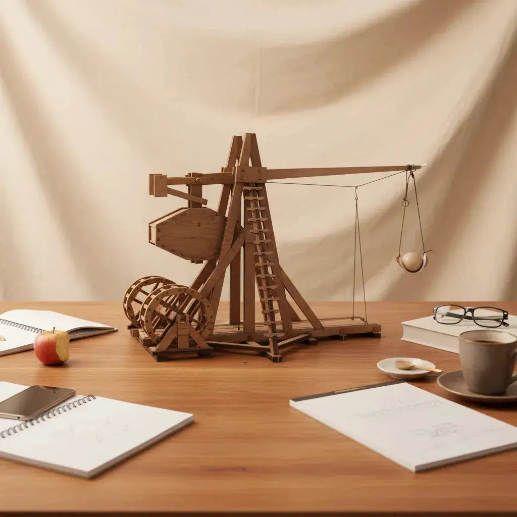 Ancient Catapult Building Kit - Wooden Tripod Trebuchet Model, DIY Historical Siege Engine for Adult Collection from PriceLows™