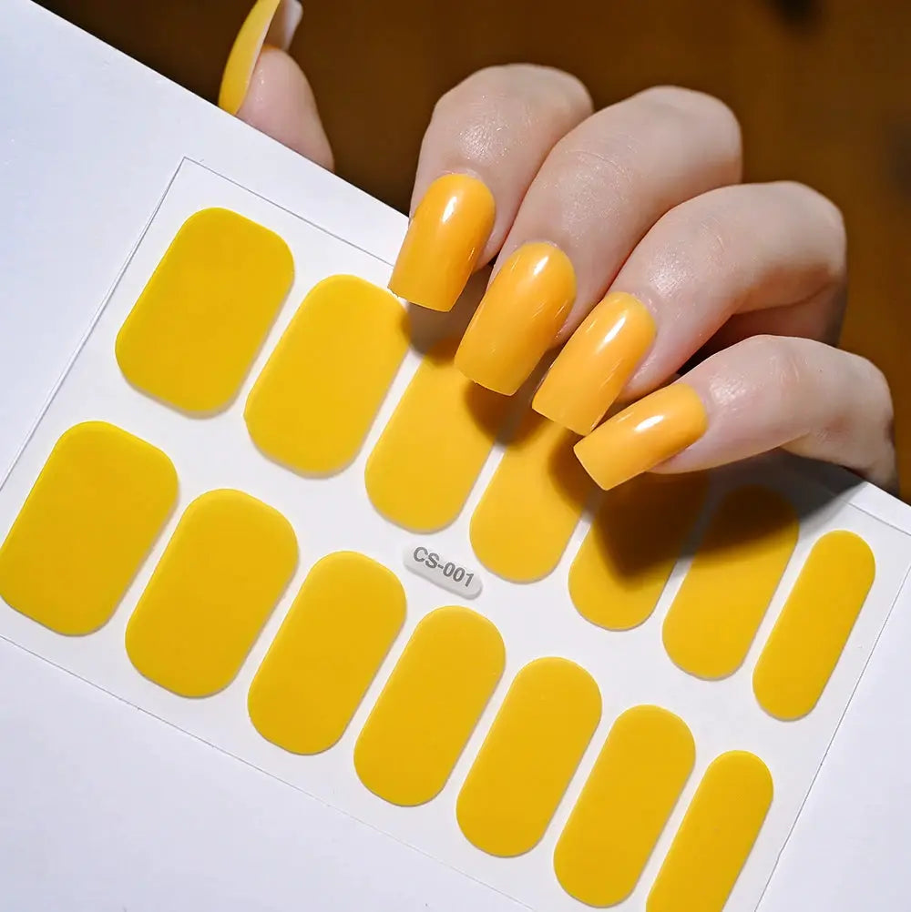 1Pcs Semi-Cured UV Gel Nail Sticker Pure Color Full Cover Waterproof Long-lasting Nail Strips 16Tips DIY Nail Polish Stickers *& from PriceLows™