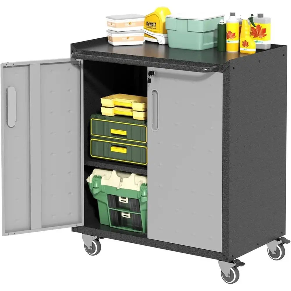 Garage Tool Storage Cabinet,Mobile Heavy Duty Metal Tool Chests & Cabiwith Lockable Do,Black & Gray Rolling Tool Cabiwith Wheels from PriceLows™