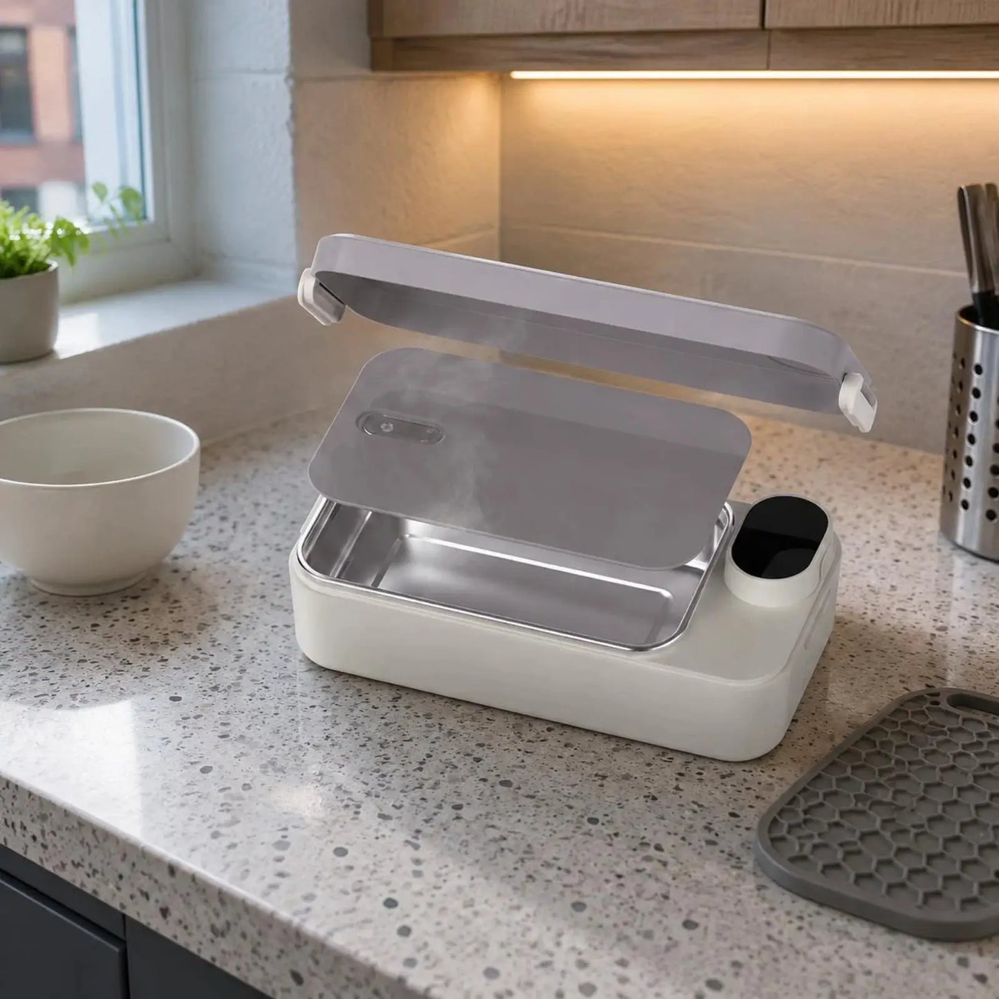 Rechargeable Heated Lunch Box Keep-Warm 304 Stainless Steel Lunch Box Portable Food Warmer Easy to Clean Thermal for Commuting from PriceLows™