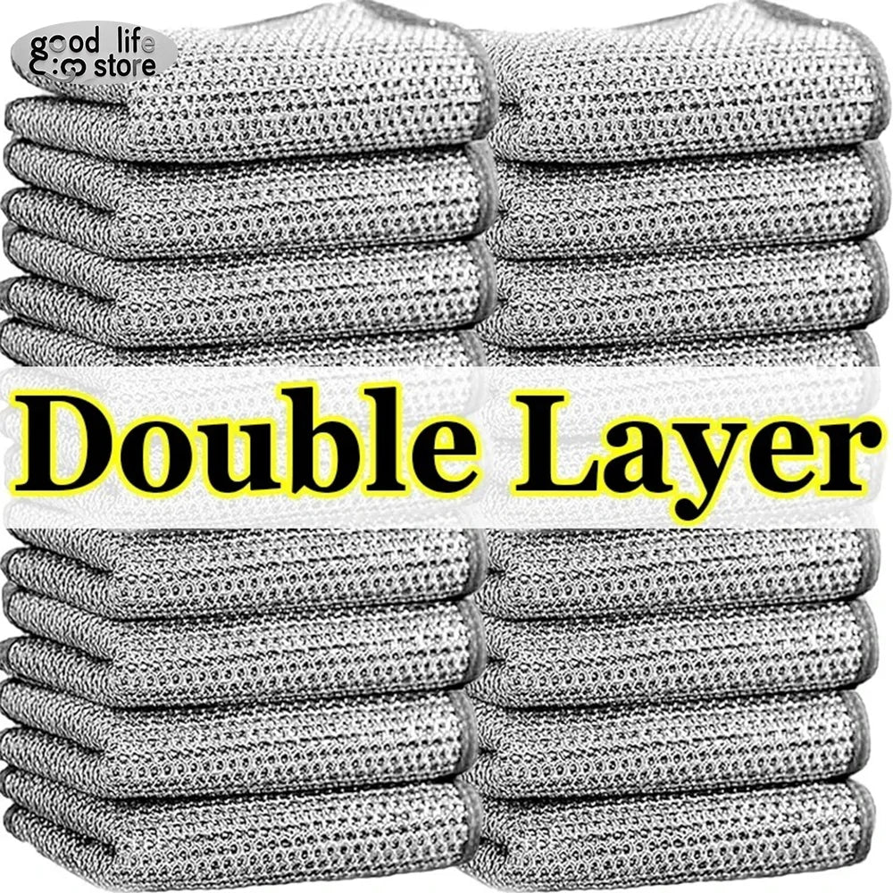 Steel Wire Cleaning Cloth | Double-Sided | Non-Scratch | 10 Pack