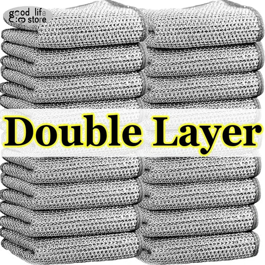10pcs double-sided Thickened Steel Wire Cleaning Cloth Magic Dishcloth Non-Scratch Washing Pot Rags Kitchen Cloth Wire Ball Rag from PriceLows™