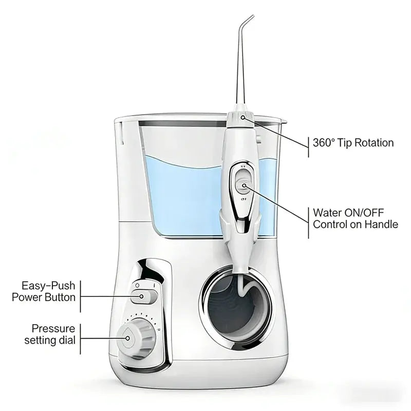 Water Flosser | 800 mL Reservoir | 10 Modes | 5 Nozzles Included