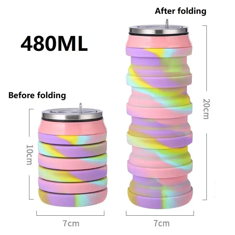 480ML Retractable Silicone Water Bottle Collapsible Cup Outdoor Travel Sport Drink Bottle YDSH03 from PriceLows™