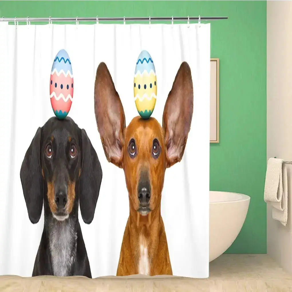 Funny Sausage Dog Dachshund Shower Curtains for Bathroom, Cartoon Dogs Bath Curtains with Cute Animals Waterproof Machine Wash from PriceLows™