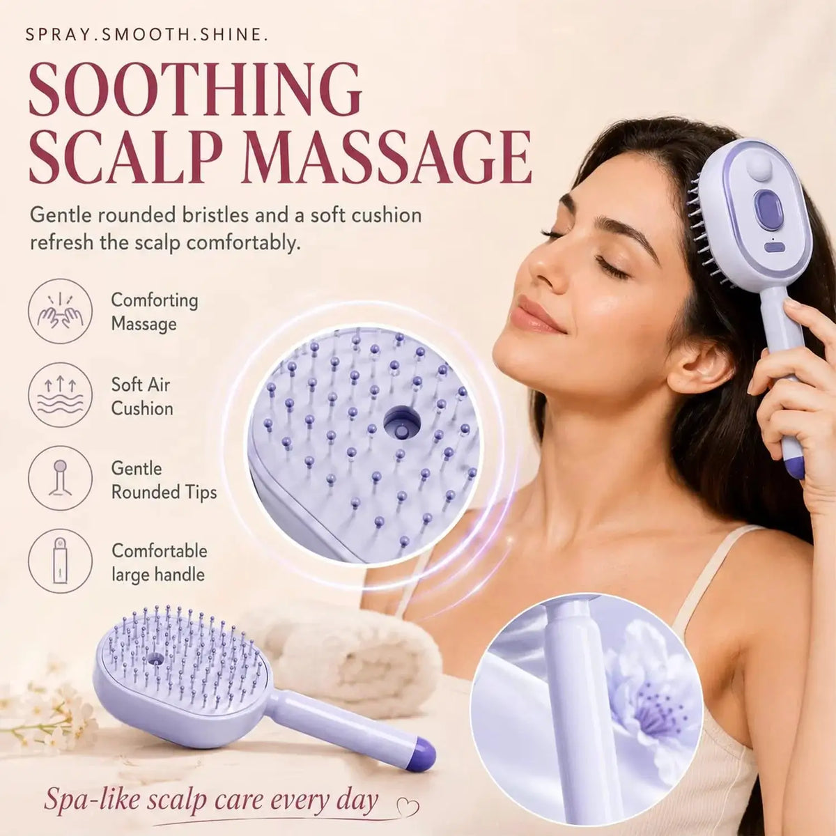 Electric Spray Comb | Rechargeable Steam | Air Cushion Massage Brush