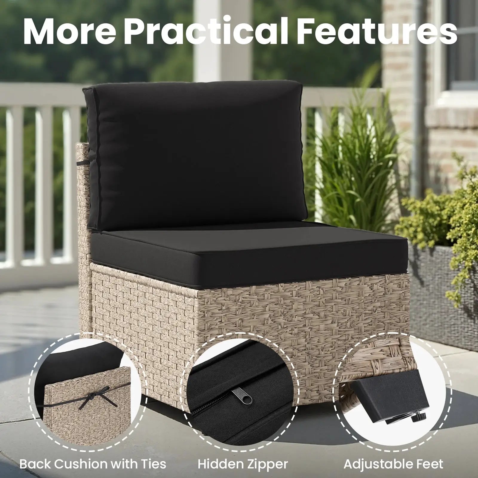 7-Piece Patio Furniture Set, Outdoor Rattan Sectional Sofa with Tempered Glass Table, All-Weather, for Garden, Porch, Backyard from PriceLows™