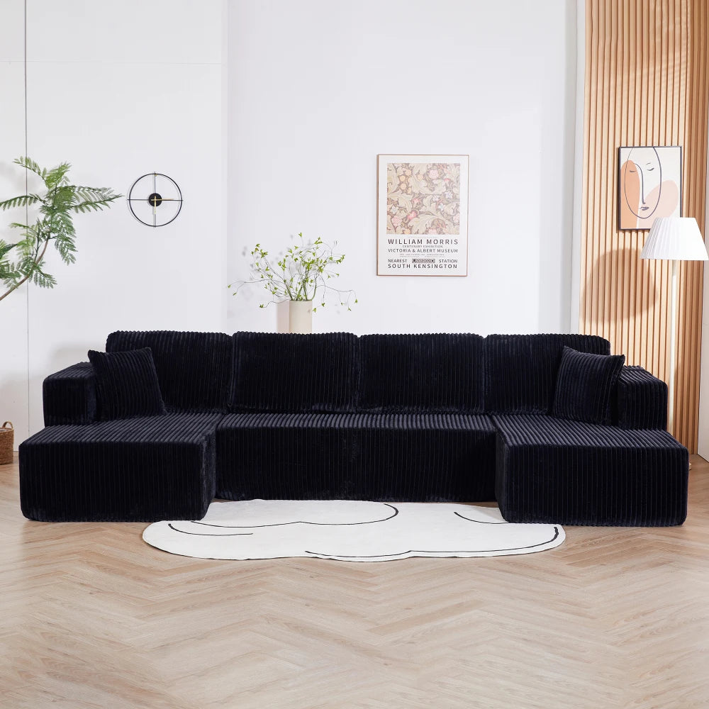 U Shape Modular Sectional Sofa | Corduroy | Sleeper Sofa | Width 2000-2400mm