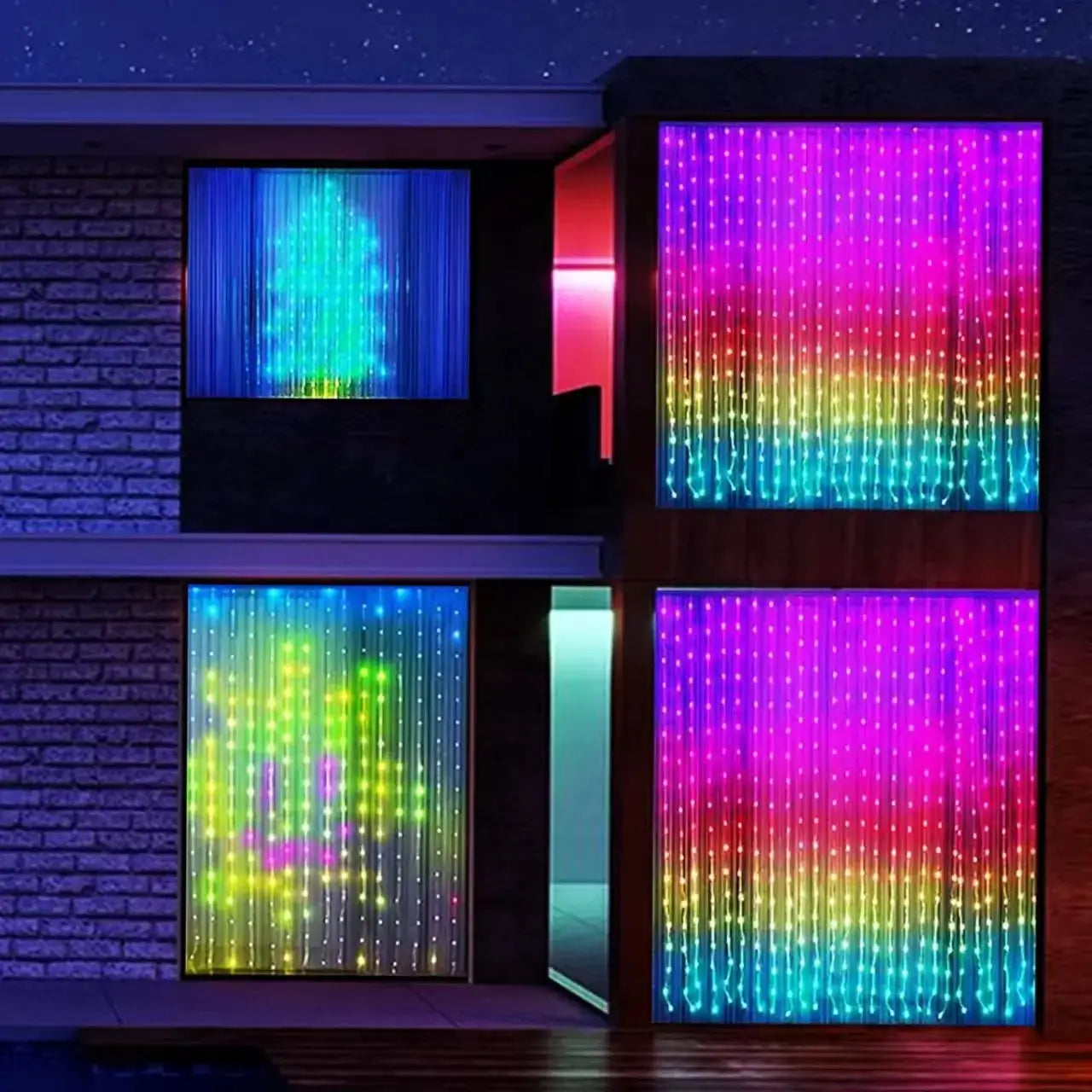 USB Led Smart Curtain Lights Bluetooth App Led String RGB Fairy Lights DIY Music Lights Party Window Curtain Bedroom Decoration from PriceLows™