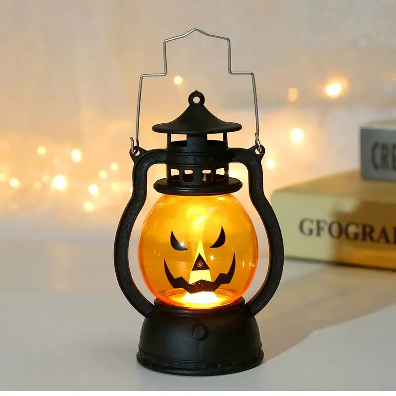 Halloween Pumpkin Light | Plastic Shell | Ghost Accent Glow | Mini Size
