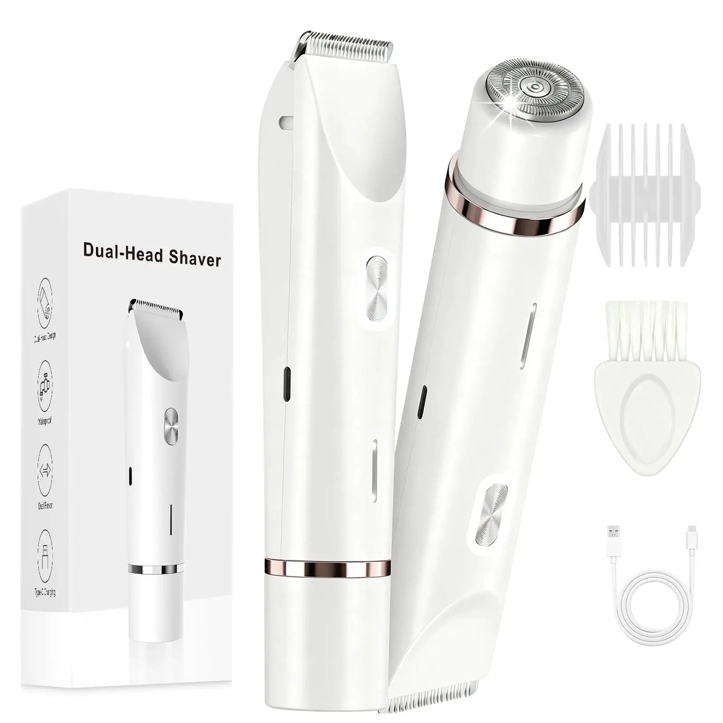 Dual Head Rechargeable Hair Clipper | Wet Dry Waterproof | Floating R Shaped Blades