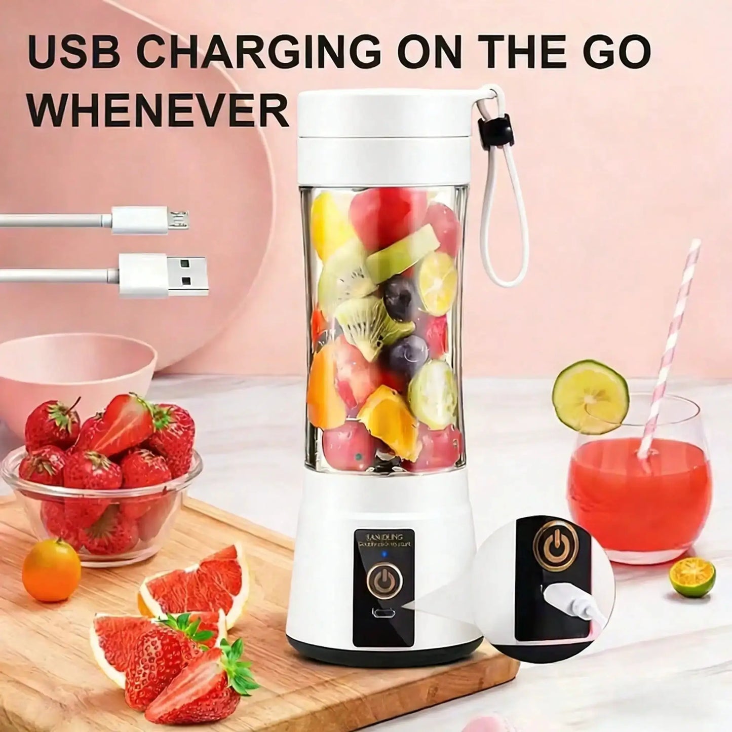 12 Blades Portable USB Charging Juicer, 500ML Mini Personal Blender, Electric Smoothie Juice Maker, Compact Rechargeable Mixer for Shakes, Fruit Vegetable Drinks, Travel Home Office Outdoor Use from PriceLows™