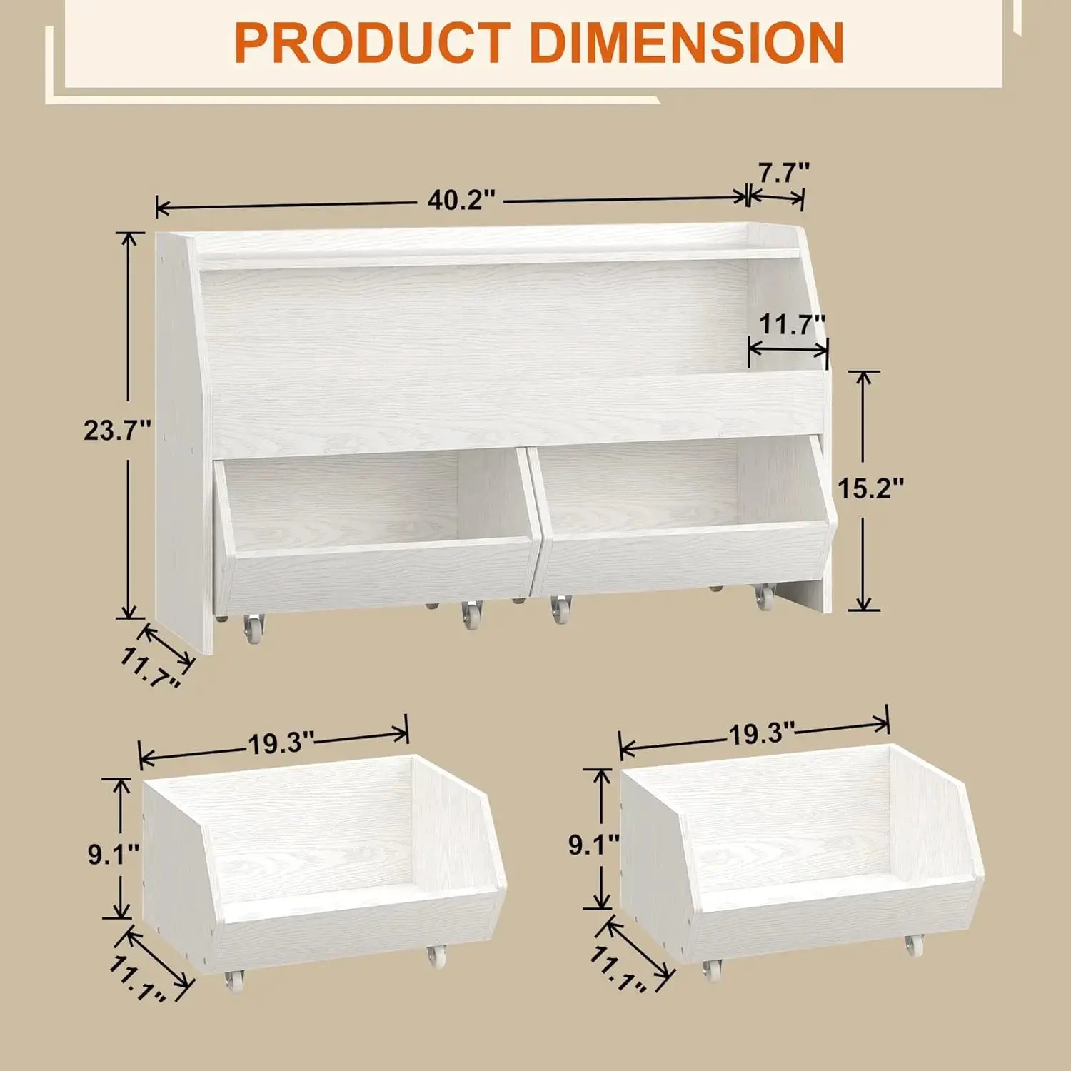 Toy Storage Cabinet with Drawers, Boys and Girls Toy Shelf with Wheels, Toy Organizer Kids Bookshelf with Storage for Nursery from PriceLows™