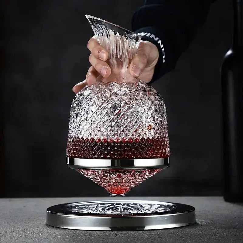 360 Rotating Wine Decanter Tumbler 1500ml Decanter Dispenser Crystal Glass Bottle Wine Aerator Mirror Jug Gift Bar Decoration from PriceLows™