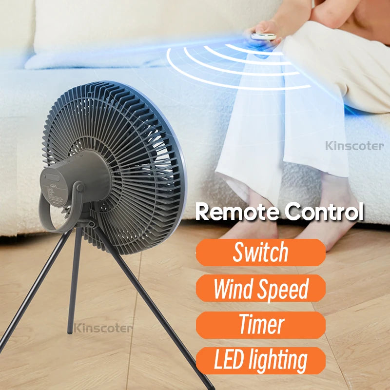 Outdoor Camping Fan | 10000mAh Battery | LED Lighting | 11 Inch