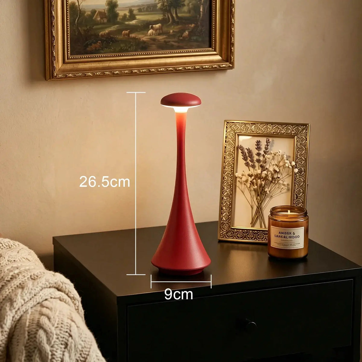 Mushroom Table Lamp | Touch Control | Rechargeable USB C | 2000mAh