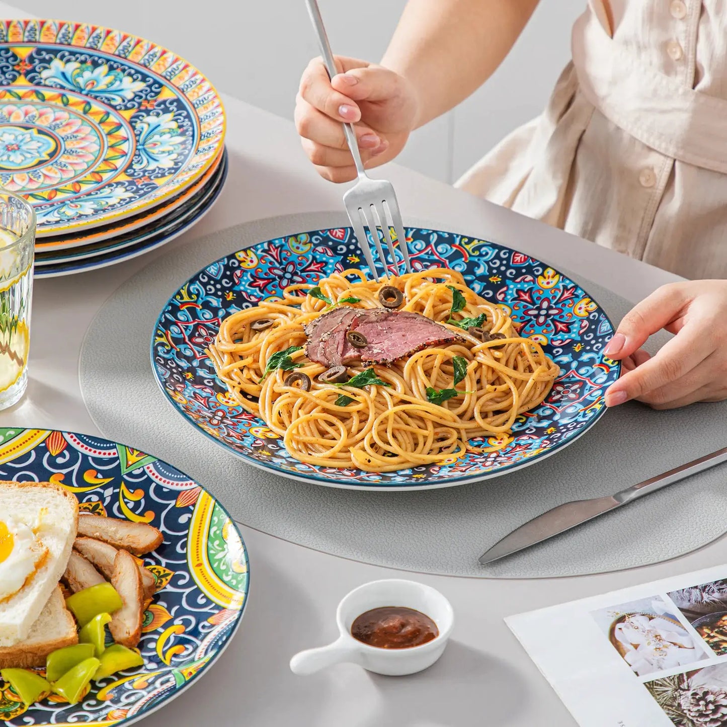 vancasso 12/16/18/24 Piece Ceramic Dinnerware Set Stoneware Bohemian Style with Dinner/Dessert Plate/Cereal/Pasta Bowl For 6 from PriceLows™