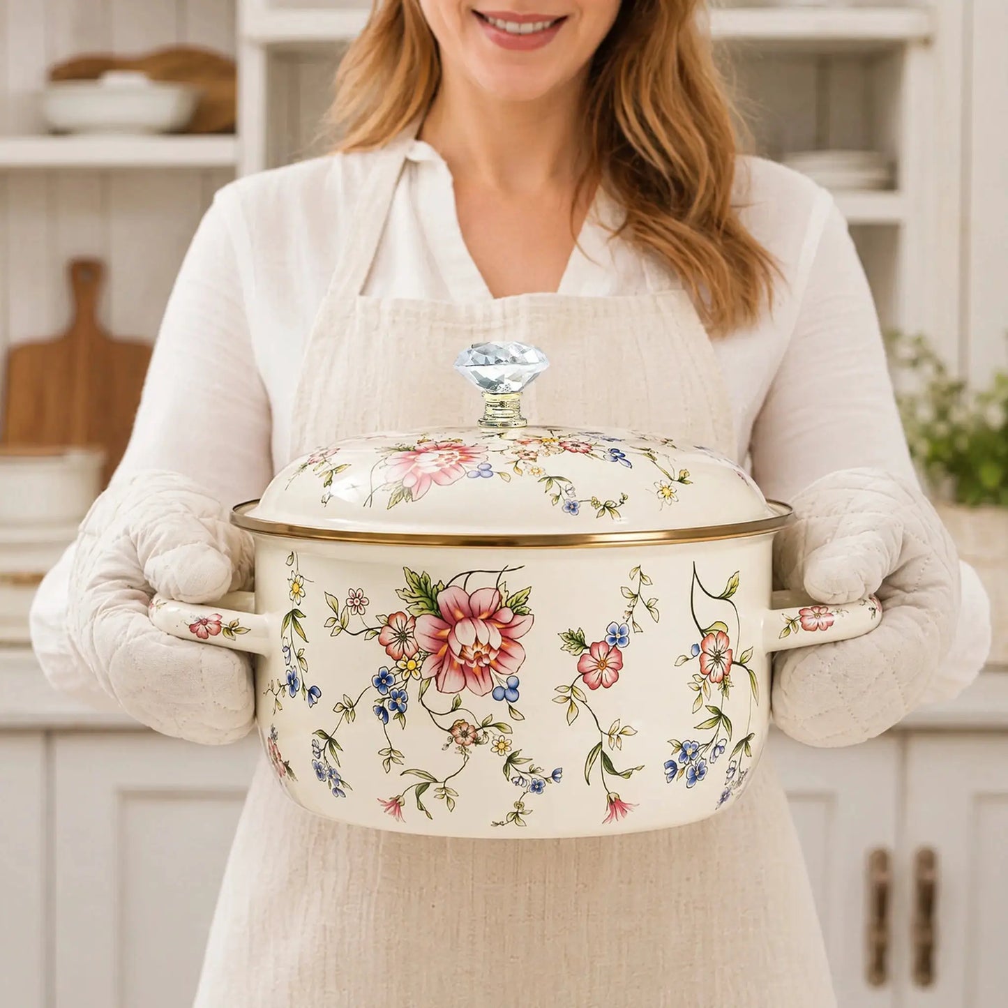 Enamel Pot | 4.5 Qt | Dual Handle With Lid | All Stovetops