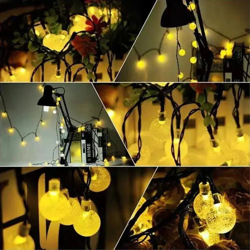 Solar String Lights Outdoor Crystal Fairy Light Chritmas Garland 8 Modes Waterproof Patio Light for Garden Party Decor from PriceLows™
