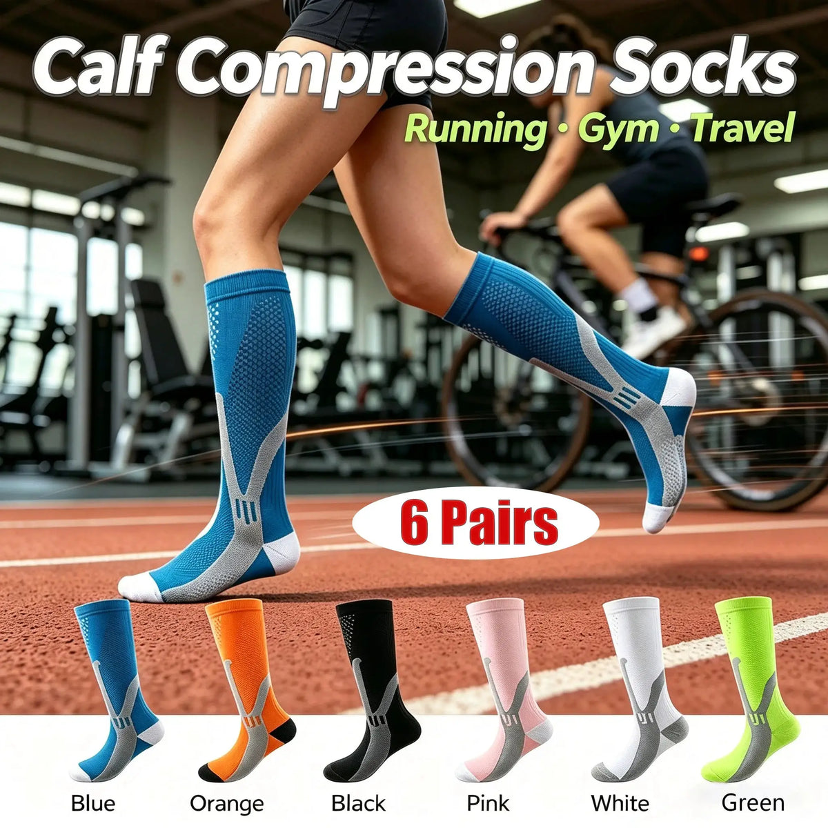 Compression Socks | Crew Height | Unisex Athletic | Graduated Support