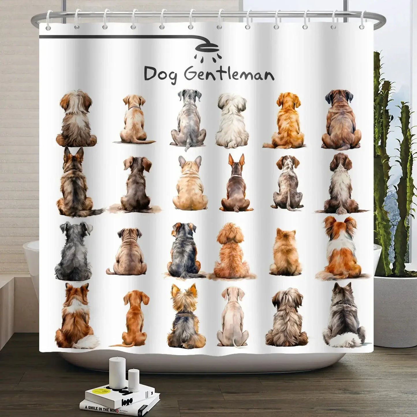 Cartoon Cat Shower Curtain Funny Animal Cute Cat Dog Kids Print Waterproof Bath Bathroom Shower Curtains Decoration with Hooks from PriceLows™